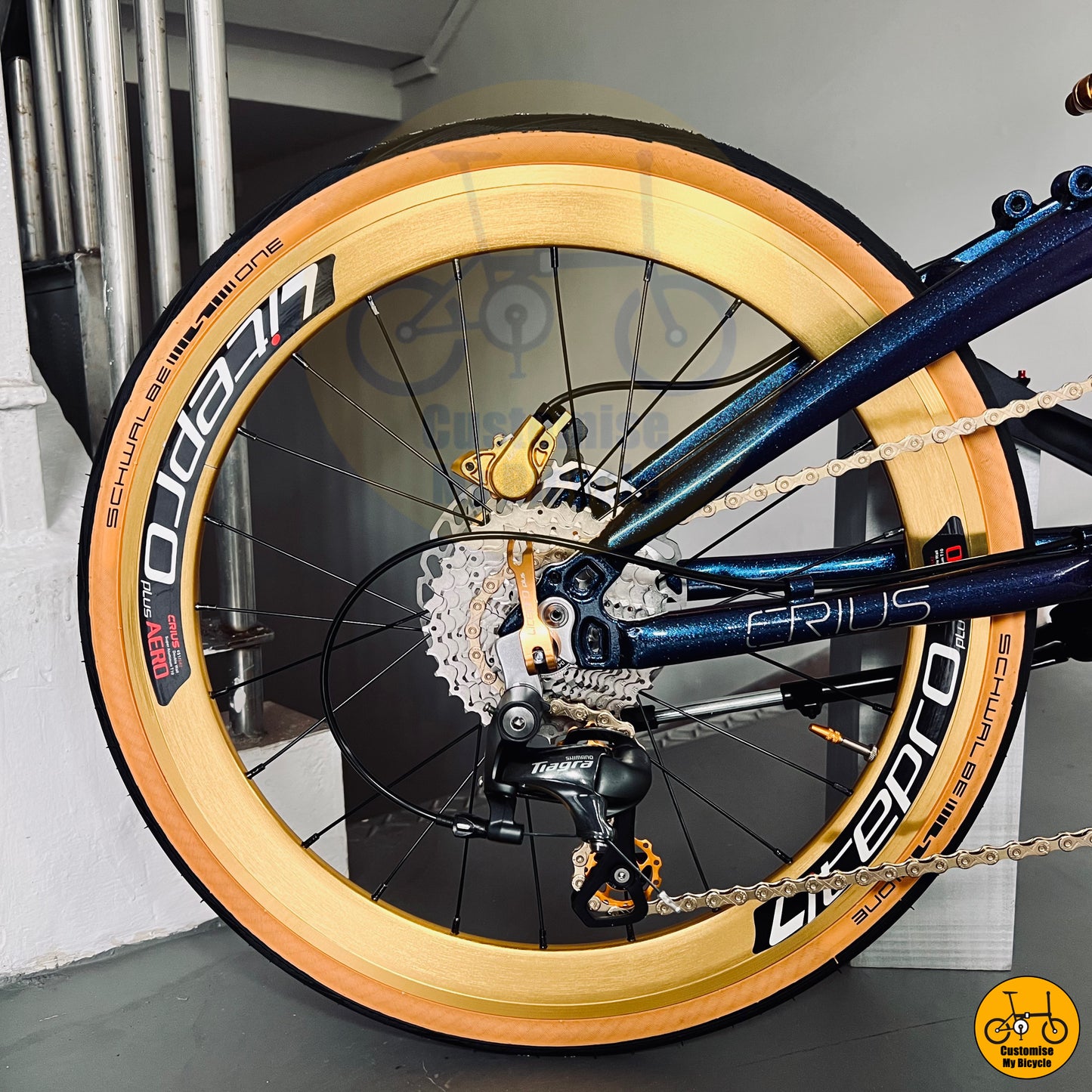 Litepro Gold Wheels on Best Customisable Foldable Bicycle β Built for Performance & Style