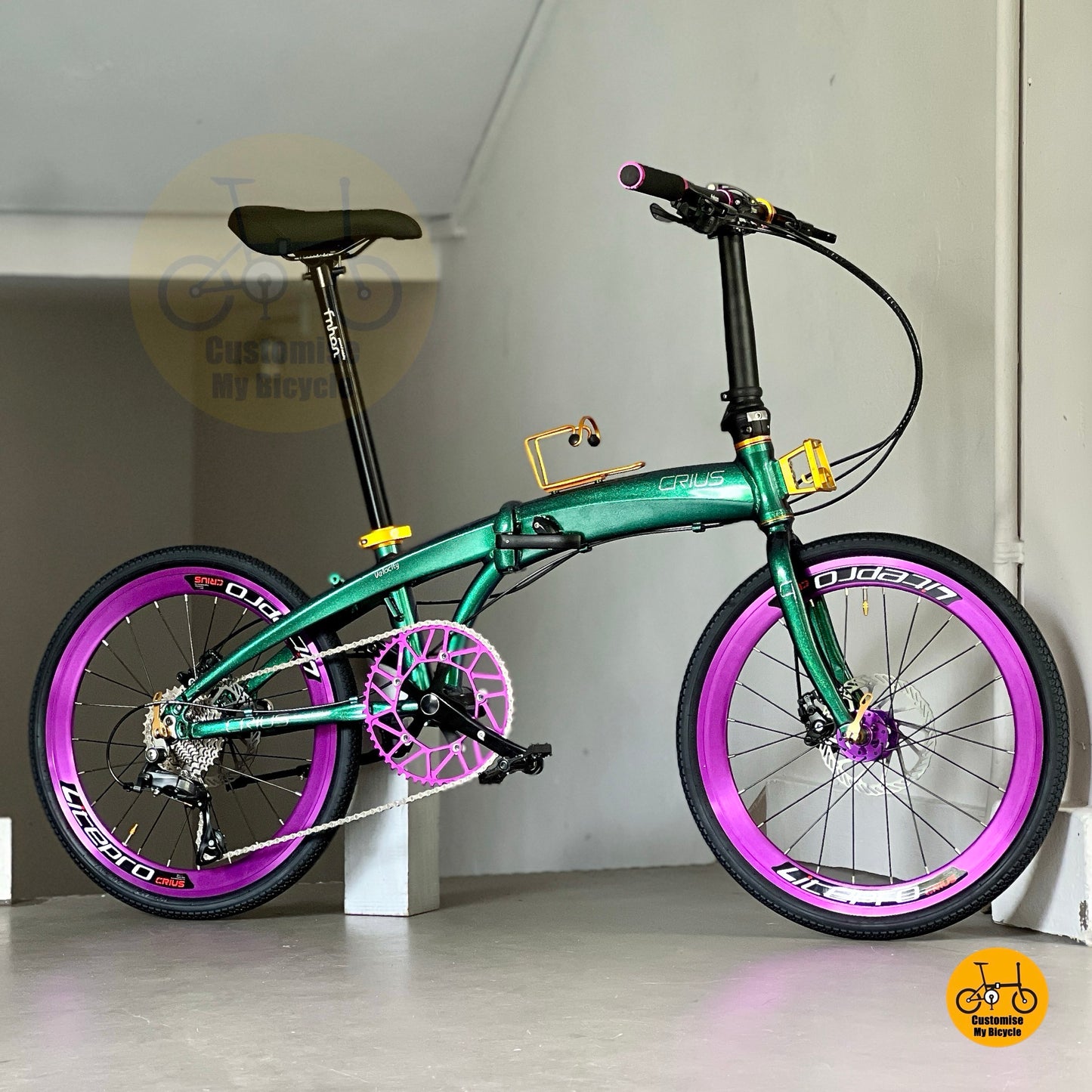 科瑞斯 Crius Velocity 22寸 变色绿 折叠自行车 禧玛诺9速 轻量铝合金