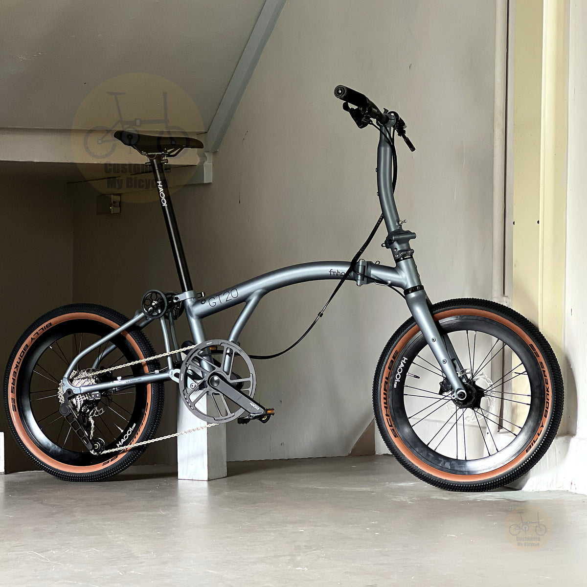 Basikal lipat Fnhon GT20 20 inch warna Titanium Grey dengan Dedicated 10 gears reka bentuk ringan dan kompak