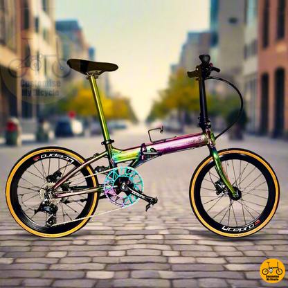 Crius Master 22-Inch Folding Bike – Oil Slick Frame for a Stunning & High-Performance Ride
