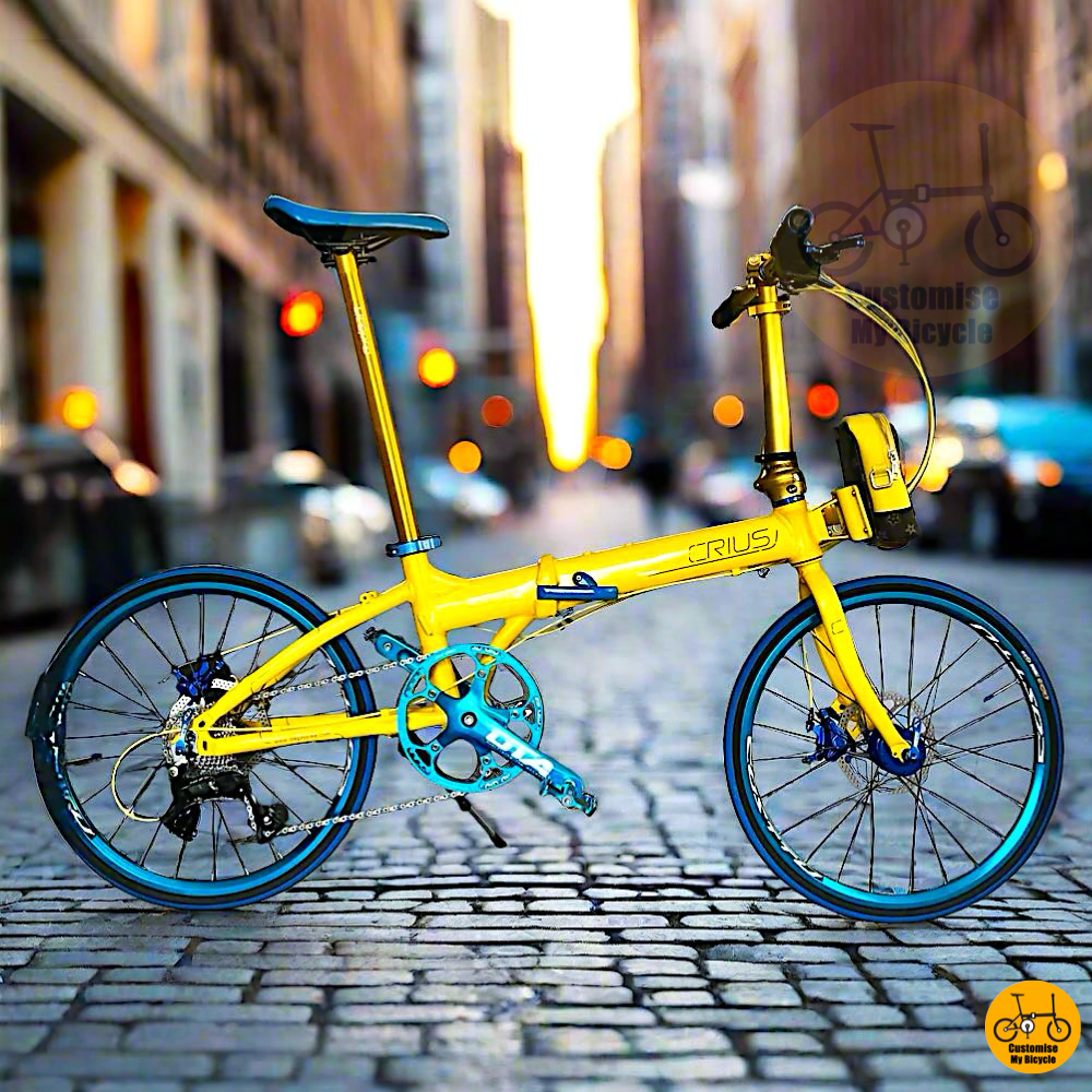 Crius Master 22-Inch Folding Bike – Banana Yellow Frame for a Bold & Fun Ride
