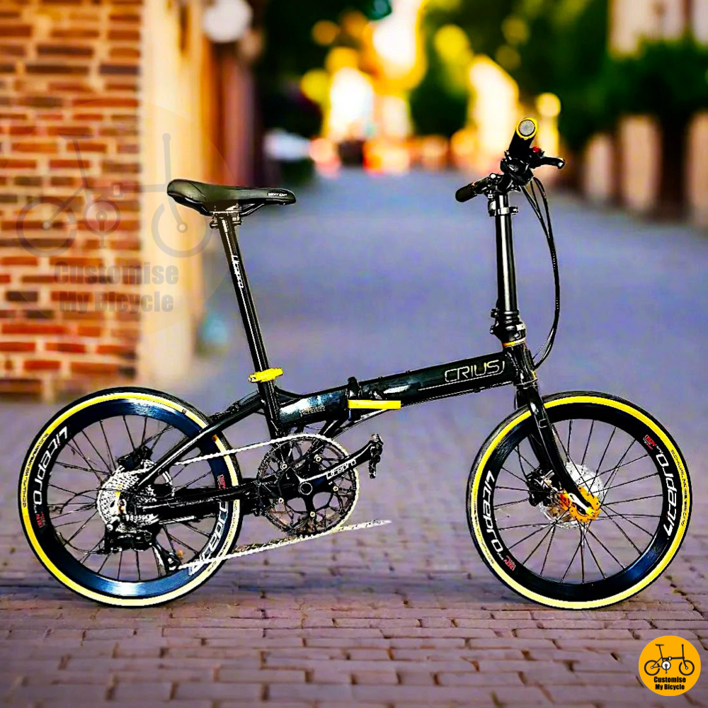 Crius Master 22-Inch Folding Bike – Black Gold Frame for a Sleek & Stylish Ride
