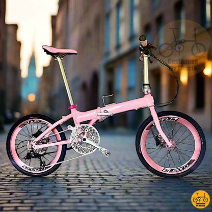 Crius Master 20-Inch Folding Bike – Pink Frame for a Fun & Stylish Ride
