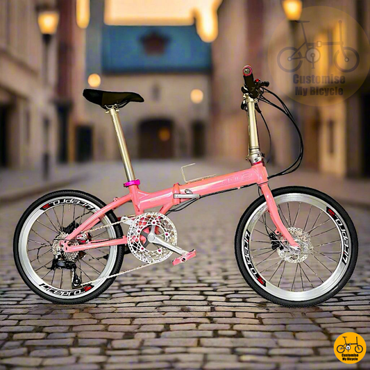 Crius Master 22-Inch Folding Bike – Pink Frame for a Stylish & Lightweight Ride
