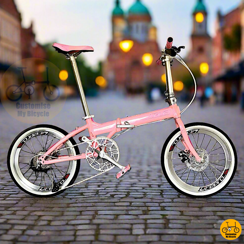 Crius Master 22-Inch Folding Bike – Pink Frame for a Fun & Stylish Ride
