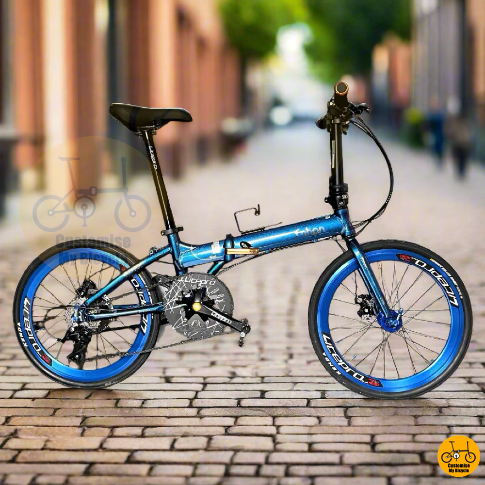 Fnhon Blast 22-Inch Folding Bike – Chameleon Blue with Blue Accents for a Versatile Ride
