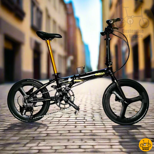 Fnhon Blast 20-Inch Folding Bike – Black Gold Frame for a Sleek & High-Performance Ride
