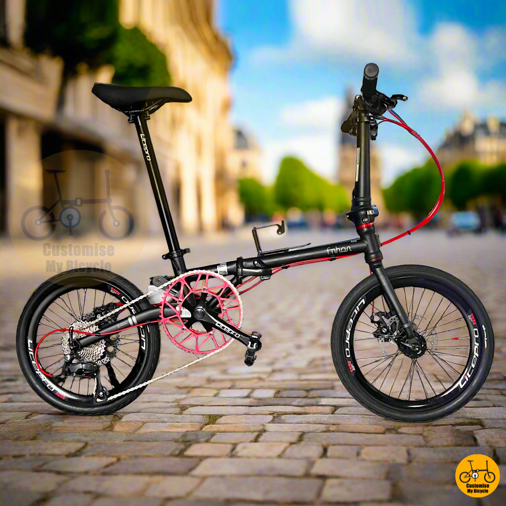 Fnhon Zephyr 18-inch folding bike in matte black  
