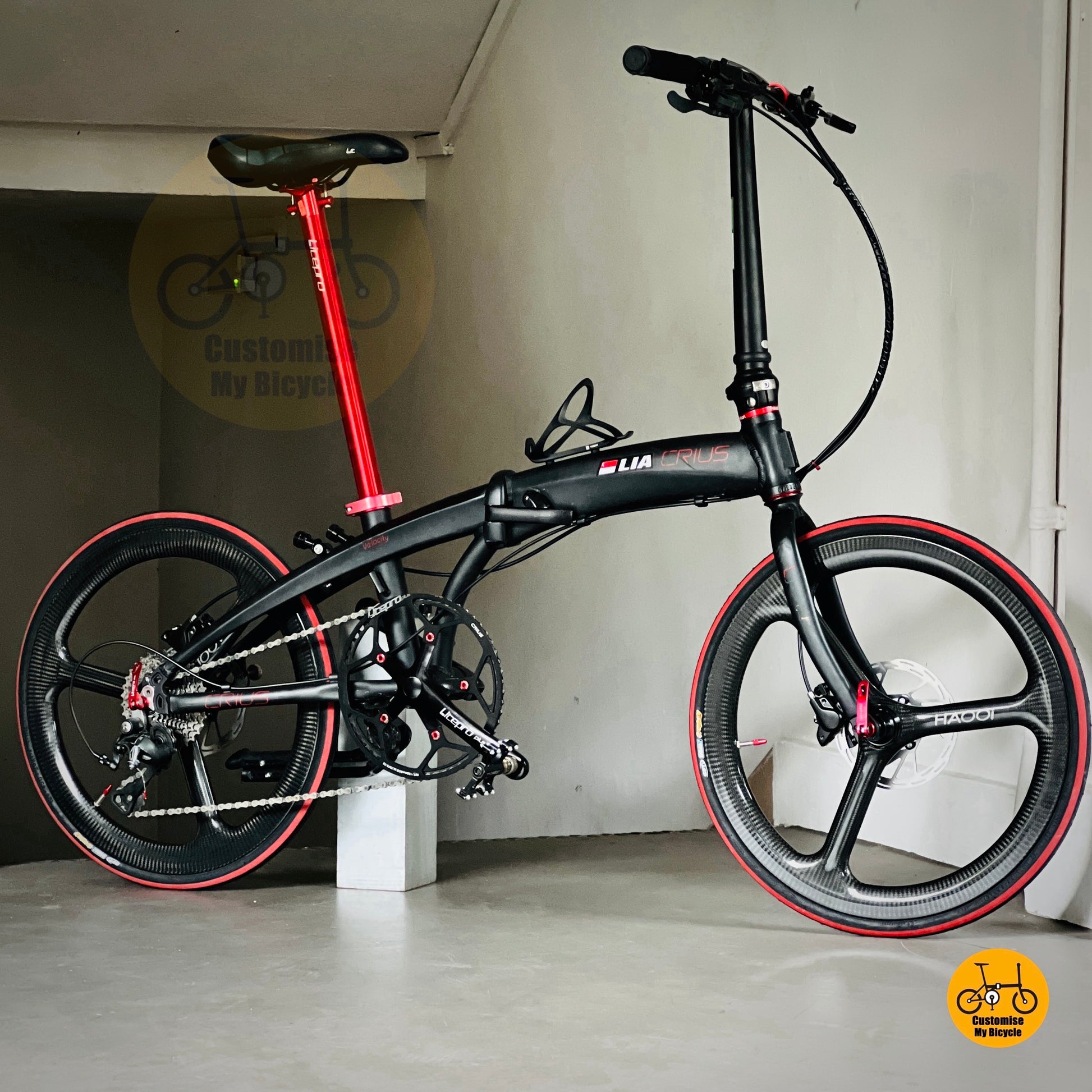 Crius Velocity 22 foldable bike with hollowtech crankset and CST speedway tyres  
