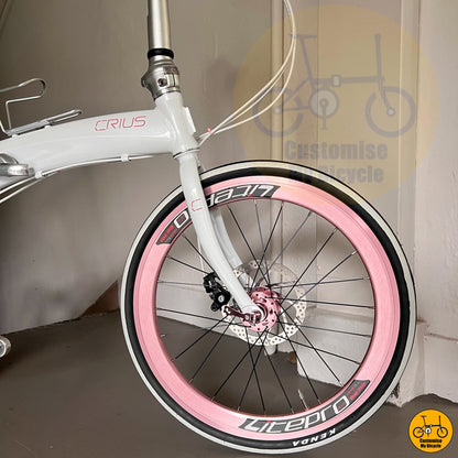 Crius Velocity 22” • Shimano 9s • Snow White + Baby Pink