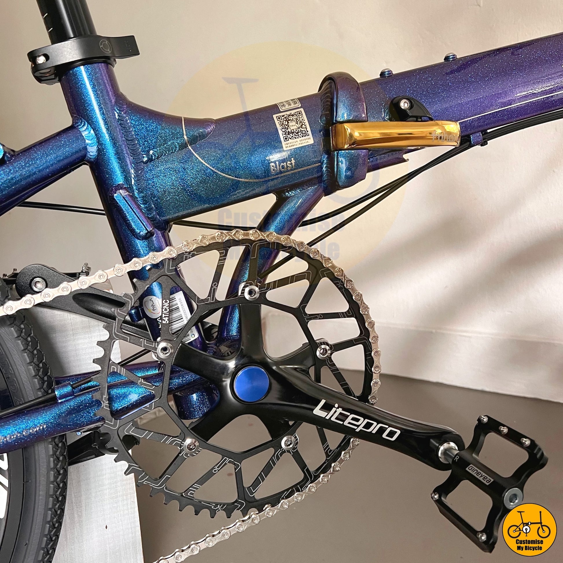 Litepro parts on Chameleon Blue Fnhon Blast 22-Inch Foldie – A Compact Alternative to Hito & Dahon
