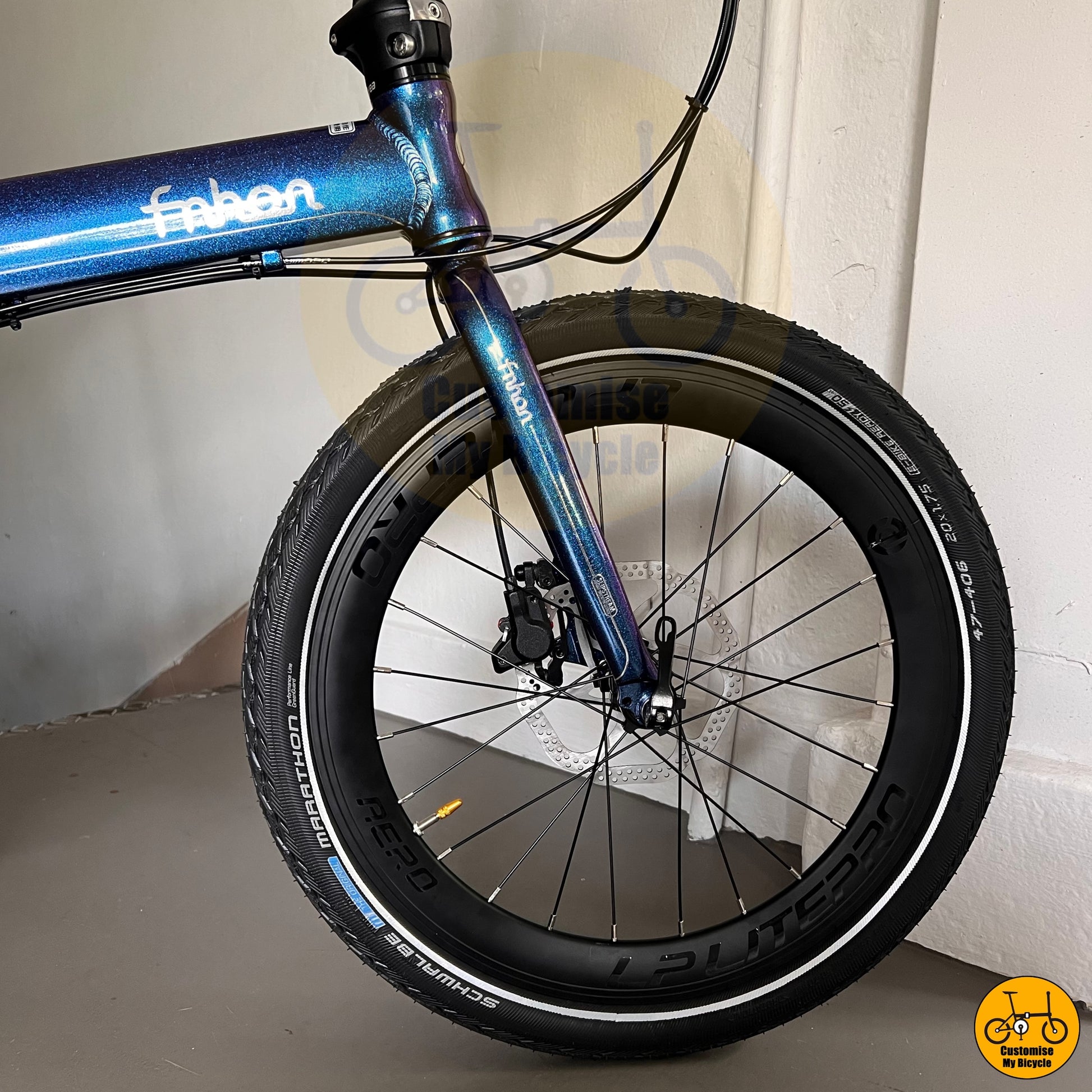 Litepro New Matte Black Wheelset on Chameleon Blue Fnhon Blast 20-Inch Foldable Bicycle – A Stylish & High-Performance Foldie
