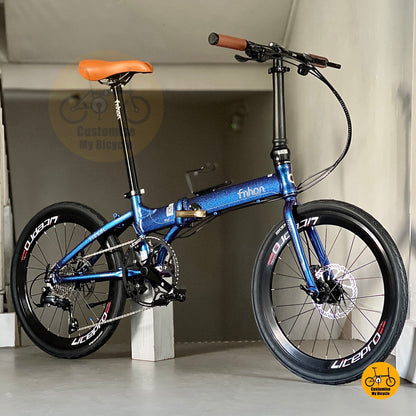 Basikal Lipat 22 Inci Fnhon Blast Dengan Gear Shimano Dan Bingkai Chameleon Blue
