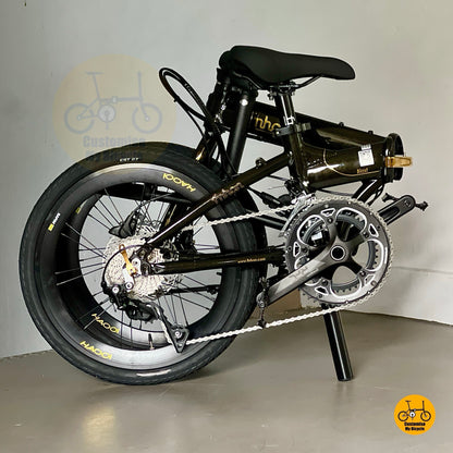 Fnhon Blast Shimano 105 2x11s performance foldable bicycle Black Gold aero wheelset
