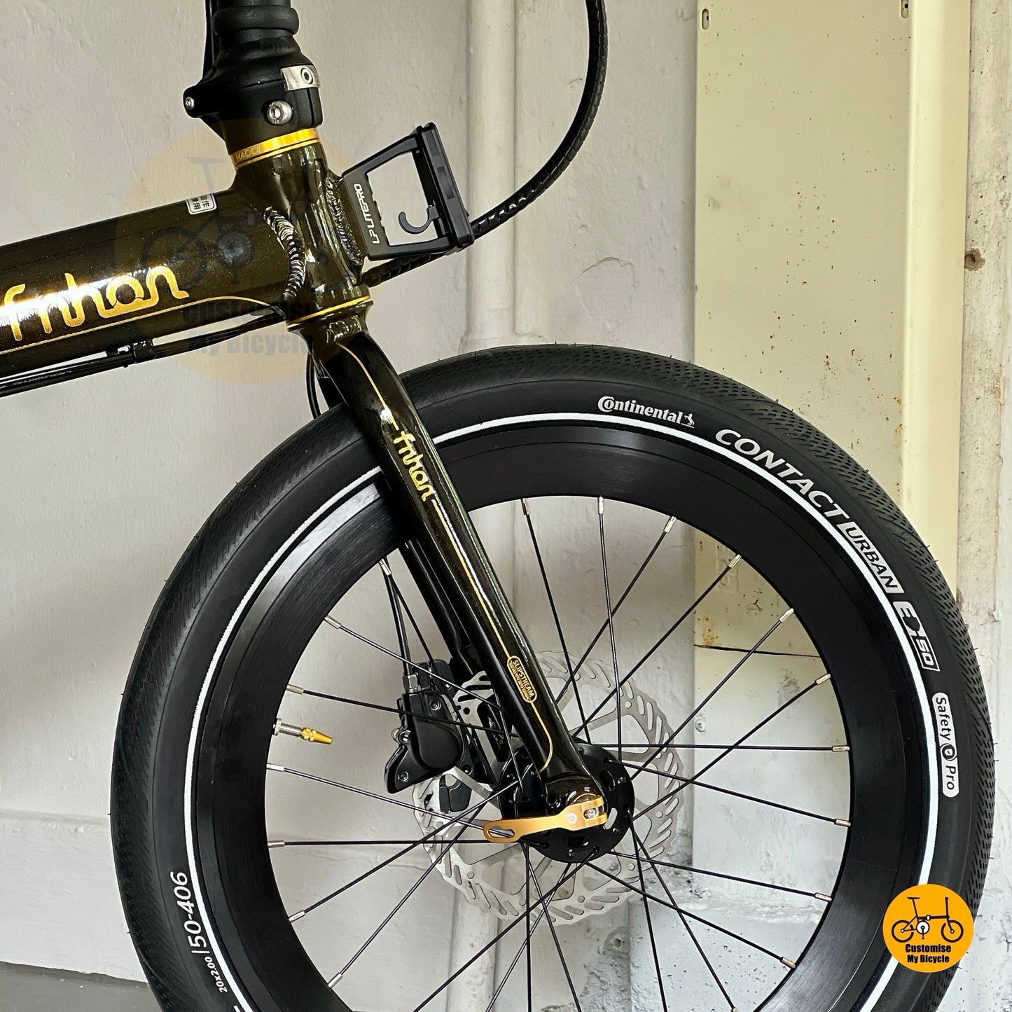 Fnhon Blast folding bicycle Litepro high profile front wheel close up folding bike wheelset
