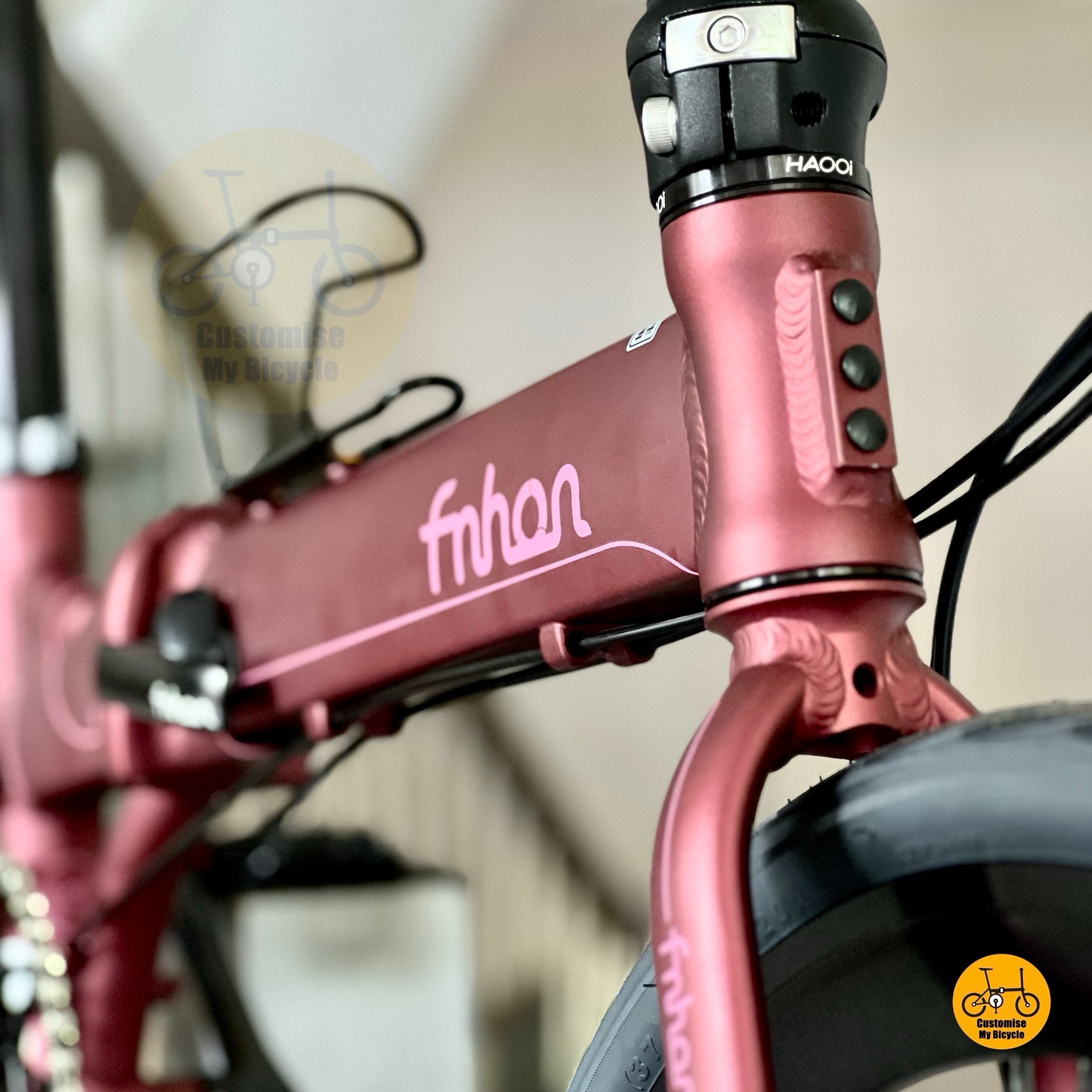 Fnhon Blast folding bicycle champagne red black gold accent overall view
