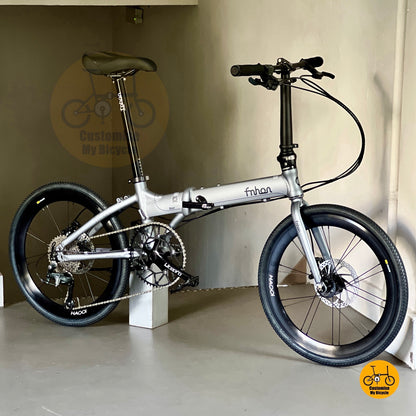 Basikal Fnhon ringan dan lipat 22 inci dengan crank Litepro dan brek cakera wired