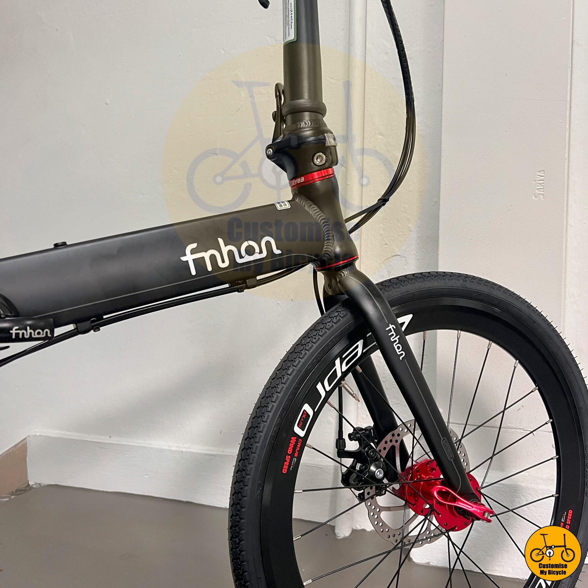 Matte Black & Red Fnhon Blast 22-Inch Foldable Bicycle – A Sleek & High-Performance Foldie
