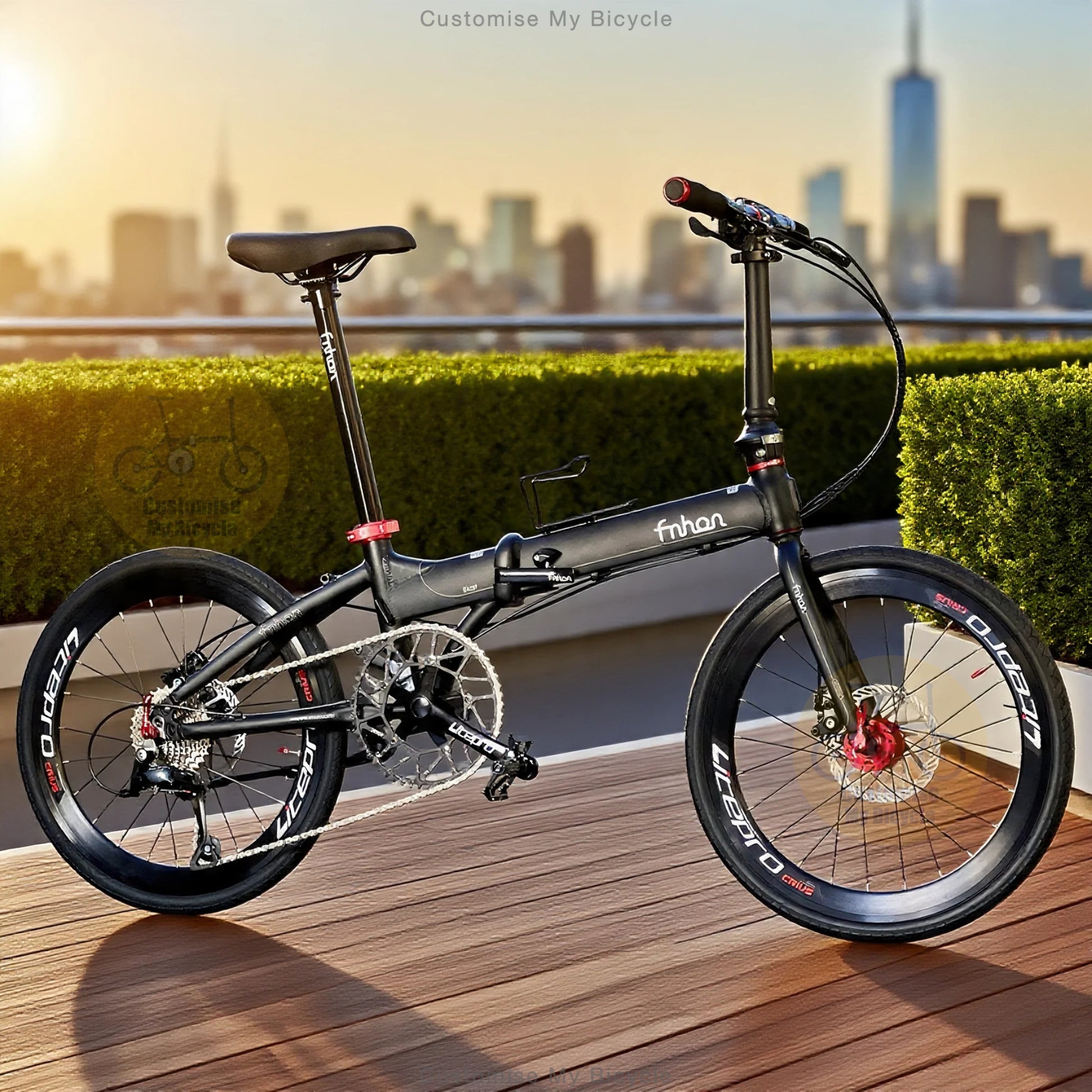 Folding Bike Fnhon Blast 22 Inch Matte Black Shimano 9 Speeds Lightweight Aluminium Folding Bicycle