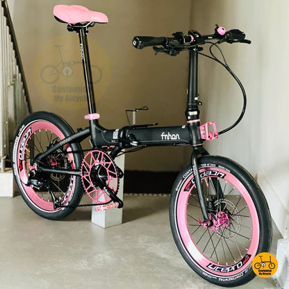 Fnhon Blast 20 Inch Folding Bike Matte Black Shimano 9 Speed Lightweight Aluminium Folding Bicycle Compact City Commuter Foldable Bike Singapore
