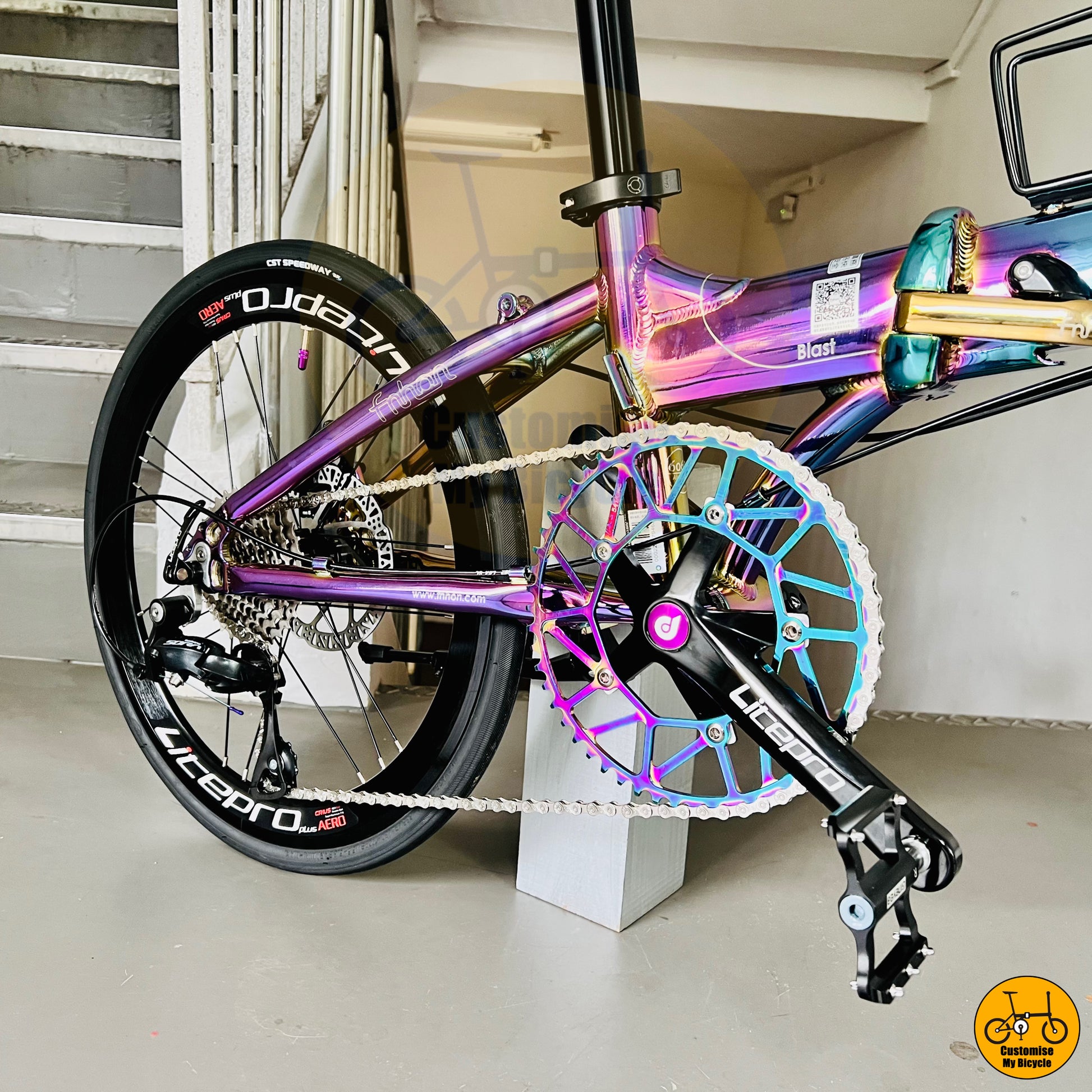 Aurora-Themed Fnhon Blast 22-Inch Foldable Bicycle – Ride in a Colorful Glow
