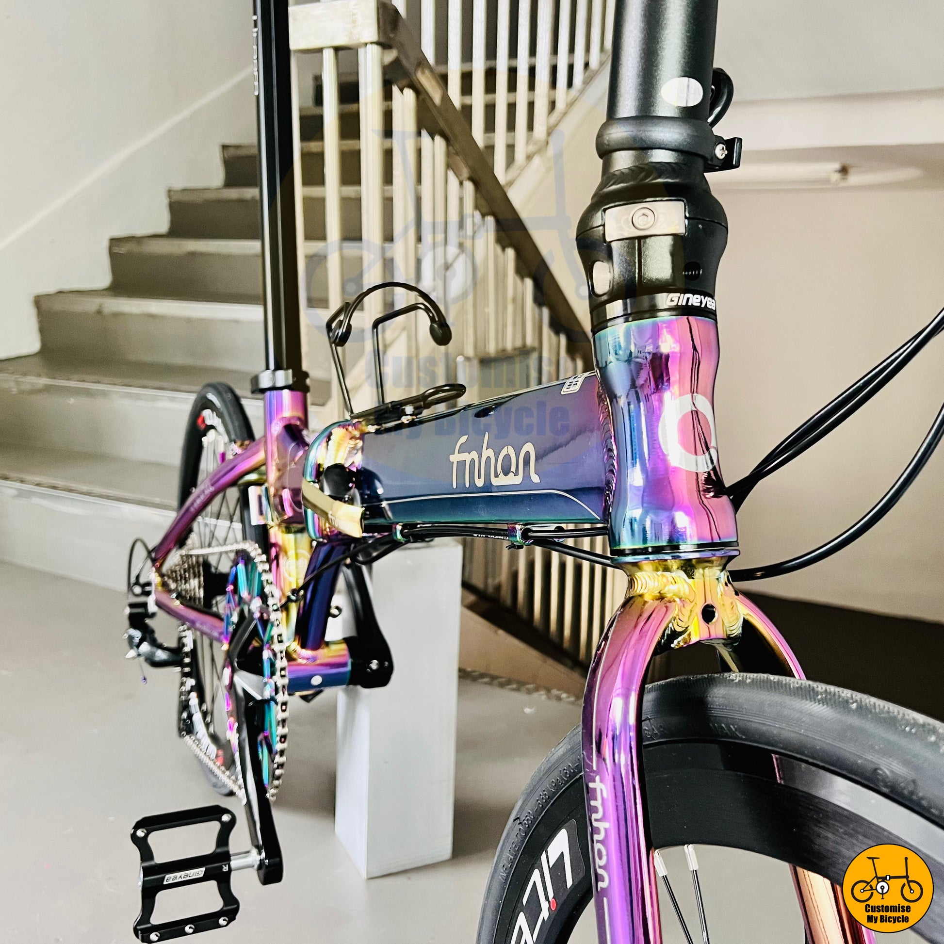 Limited Edition Oil Slick Fnhon Blast 22-Inch Foldable Bicycle – Sleek & Durable
