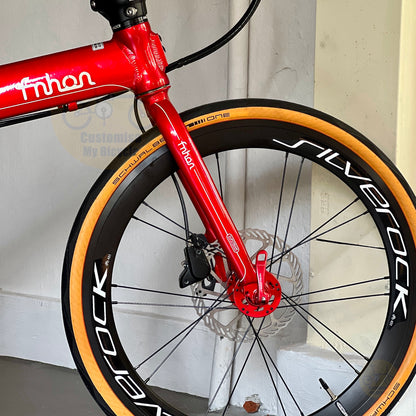 Silverock Wheels on Fnhon Blast 22" Ruby Red folding bike 