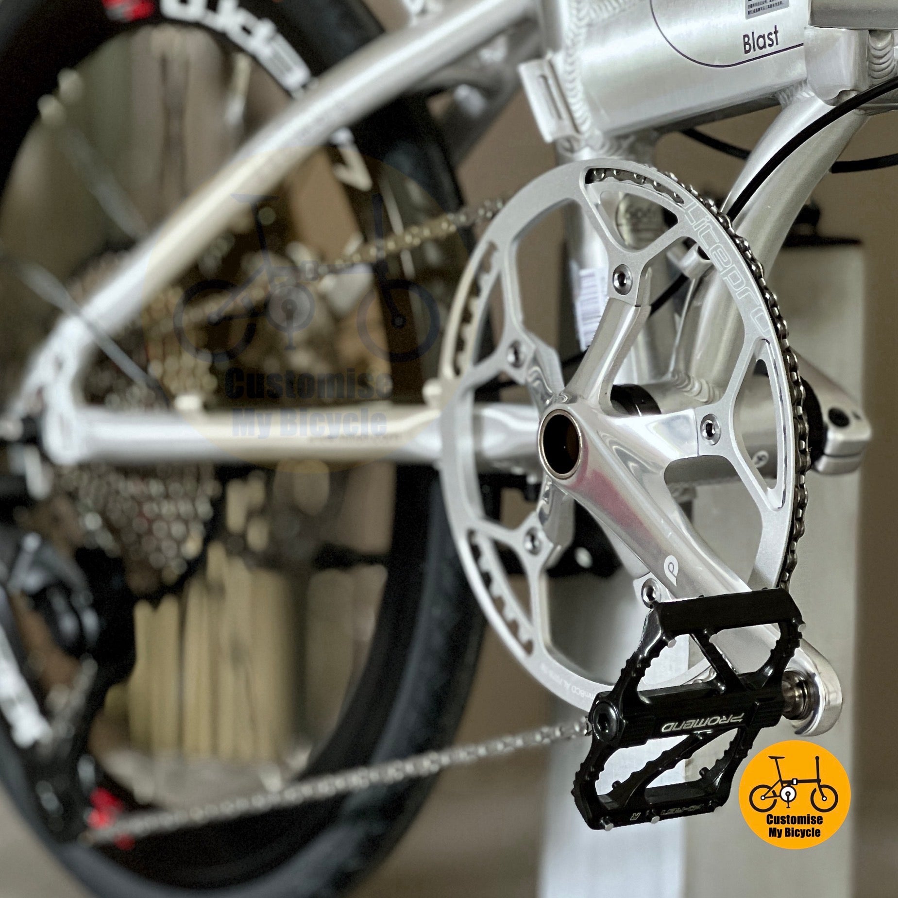 Close up of FNHON LITEPRO hollowtech crankset on Fnhon Blast
