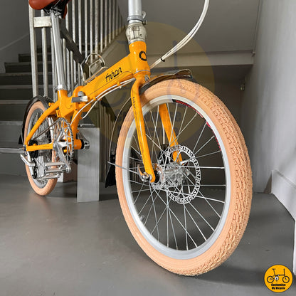 Mango Yellow Fnhon Blast 20-Inch Foldable Bicycle – A Lightweight Alternative to Brompton
