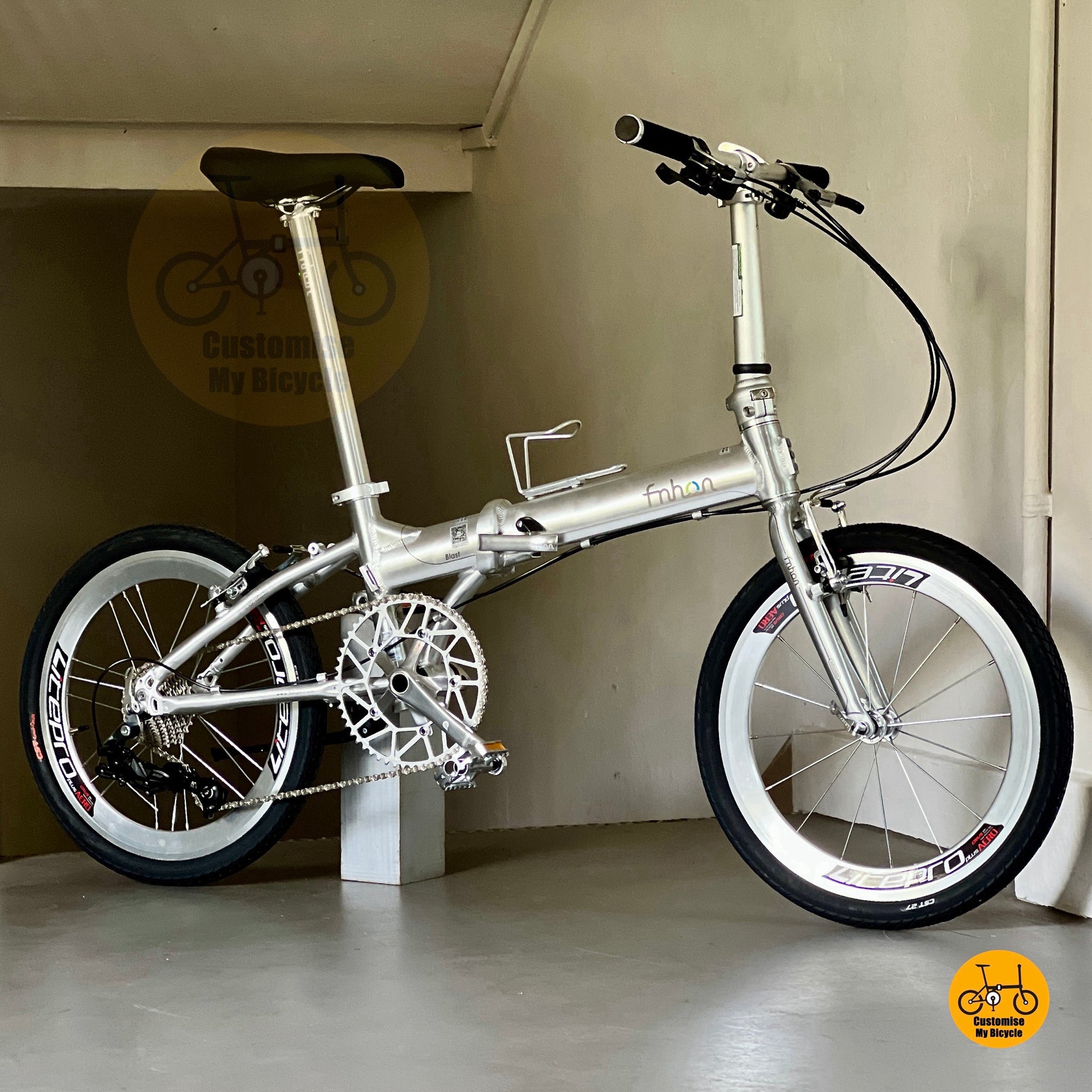 Fnhon Blast folding bicycle polished silver lightweight design