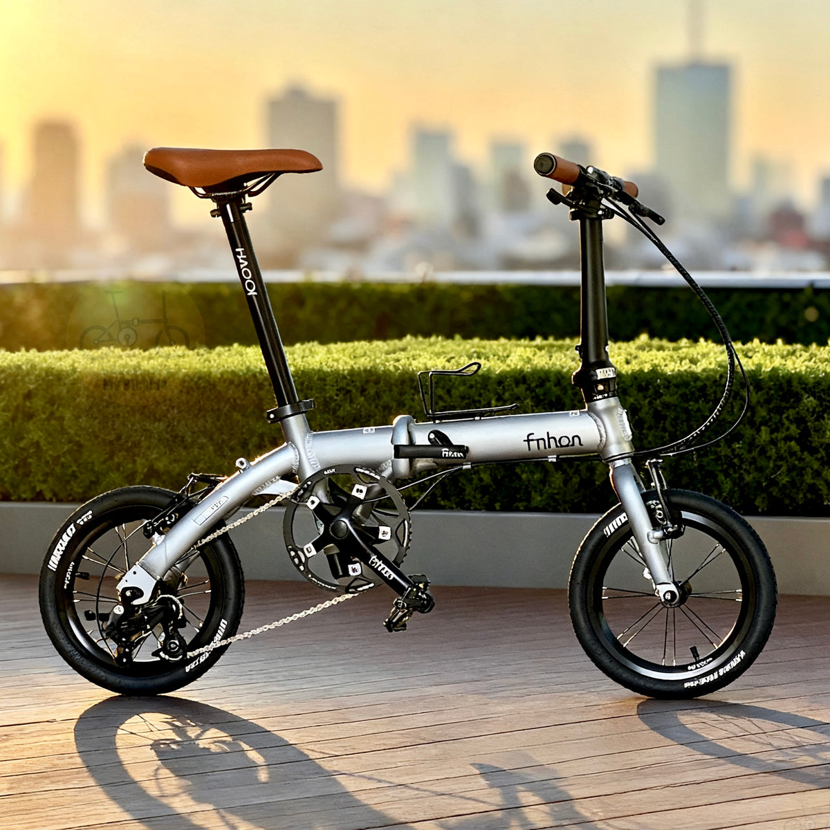 Fnhon Breeze 14" Battleship Grey lightweight folding bike with Sensah 3 Gears
