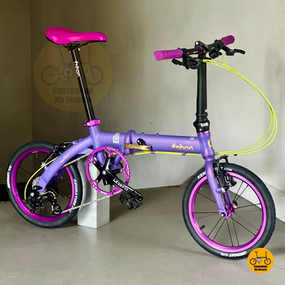Eva inspired folding bike with shimmer purple finish  
