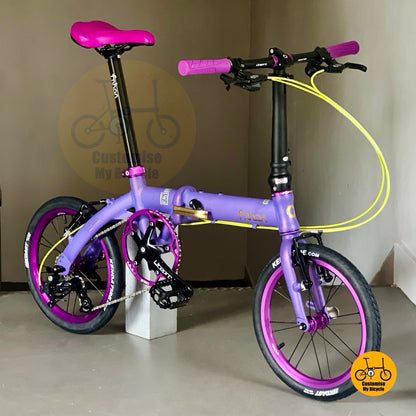 Neon yellow accent folding bike with fast HAOOI wheels  
