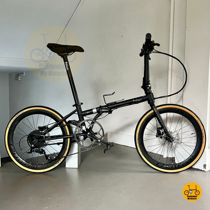 Basikal lipat Fnhon Gale 22 inci Shimano 9s Matte Black kuat dan tahan lama
