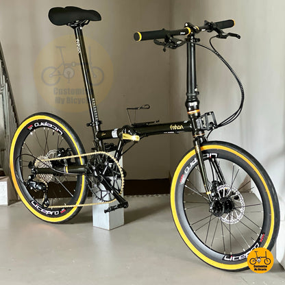Black Gold Fnhon Gust 22 inch foldable bicycle Shimano drivetrain Litepro wheels
