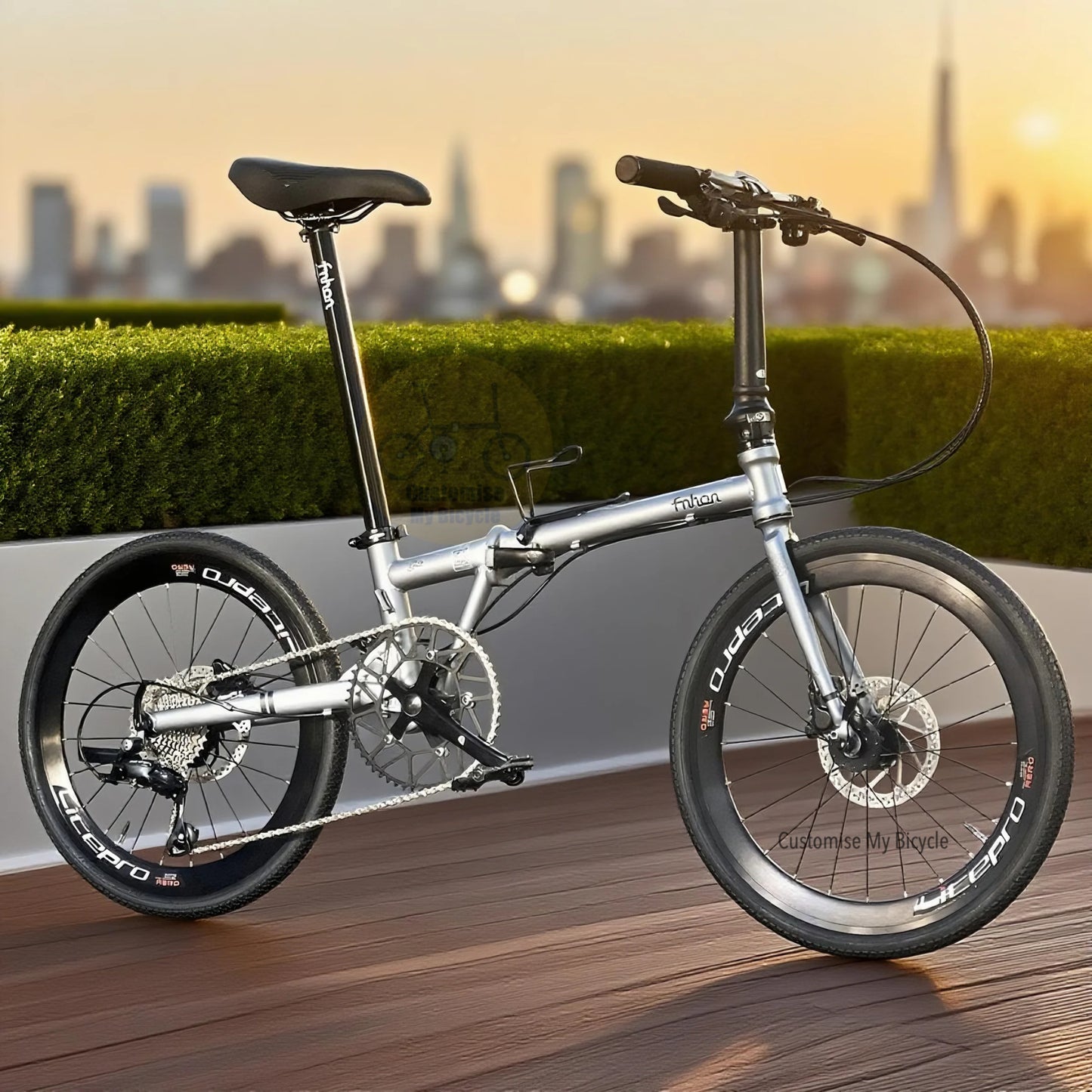 Fnhon Gust 22 Inch Folding Bike Battleship Grey With Shimano 9 Gears Chromoly Steel Frame
