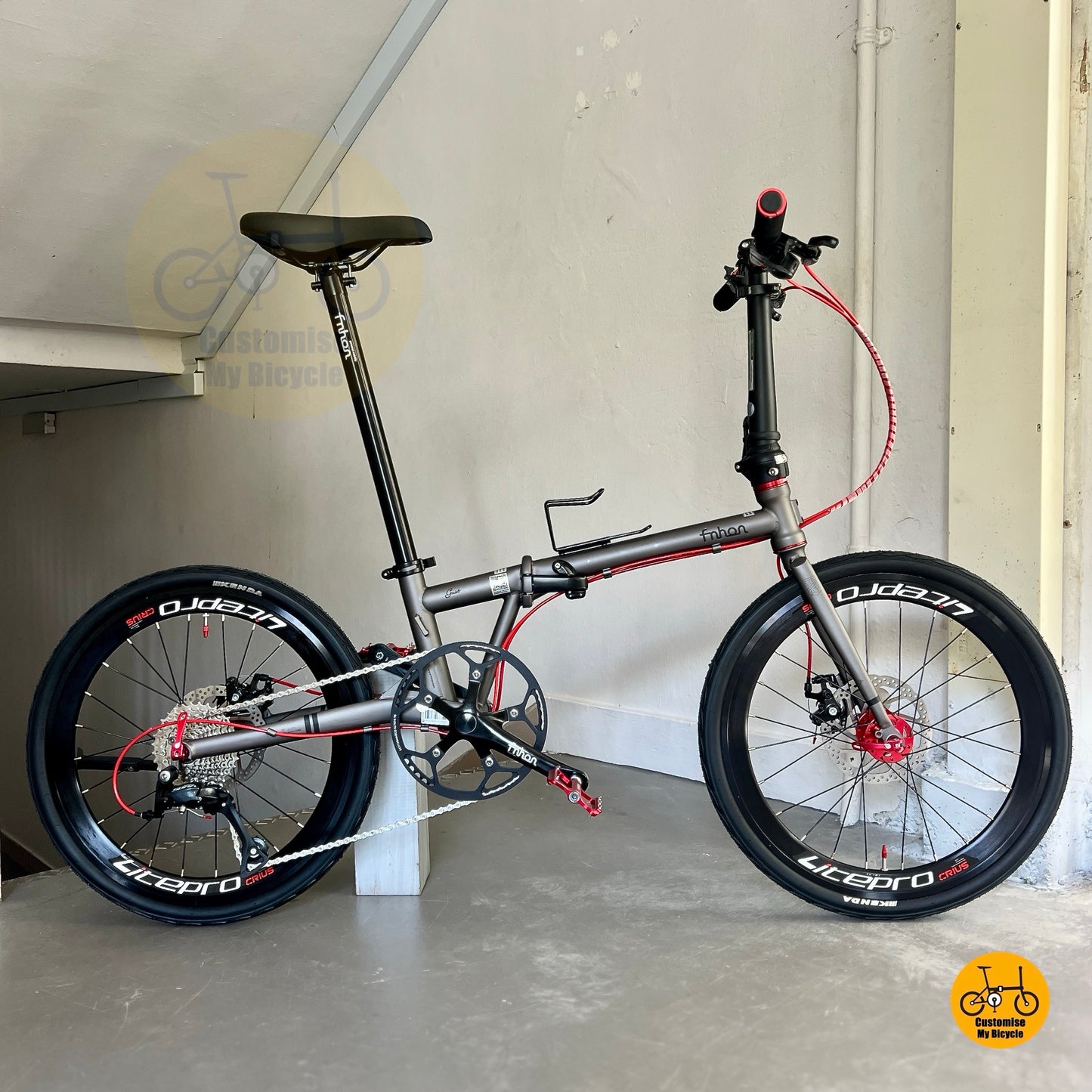 Fnhon Gust 22 Inch Battleship Grey Folding Bike With Shimano 9 Speed And Chromoly Steel Frame
