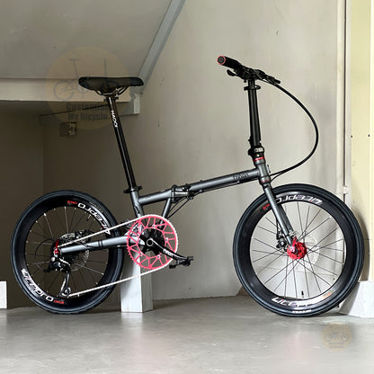Sepeda lipat Fnhon Gust 22 inch warna Battleship Grey dengan Shimano 9 gears desain ringan dan ringkas