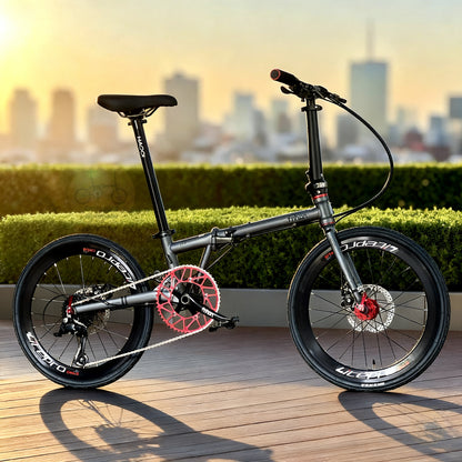 Fnhon Gust 22" Battleship Grey lightweight folding bike with Shimano 9 gears