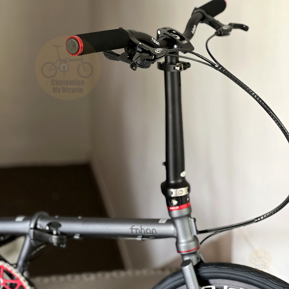 Fnhon Gust 22" Battleship Grey folding bike with Mechanical wired disc brake; FNHON telescopic handle post
