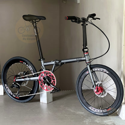 Fnhon Gust 22" Battleship Grey foldable bicycle with Shimano 9 gears