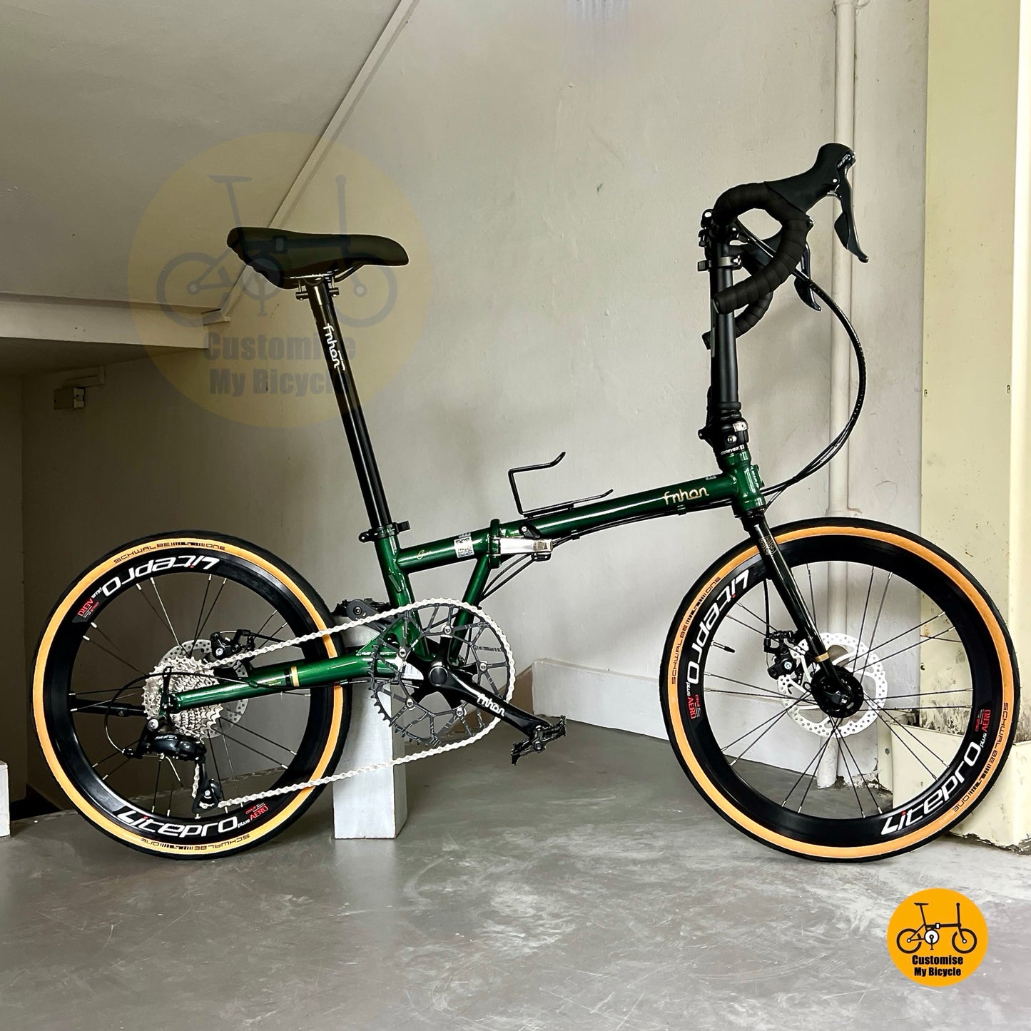 Fnhon Gust 22 Inch Folding Bicycle Built With Steel Frame Aero Wheels And Road Dropbar
