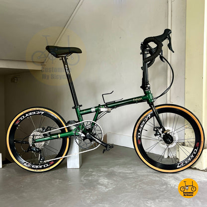 Fnhon Gust 22 Inch Folding Bicycle Built With Steel Frame Aero Wheels And Road Dropbar
