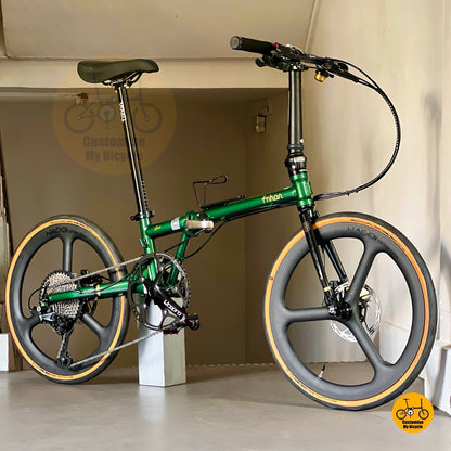 Basikal lipat Fnhon Gust 22 inci warna Emerald Green Shimano Deore 12 kelajuan  
