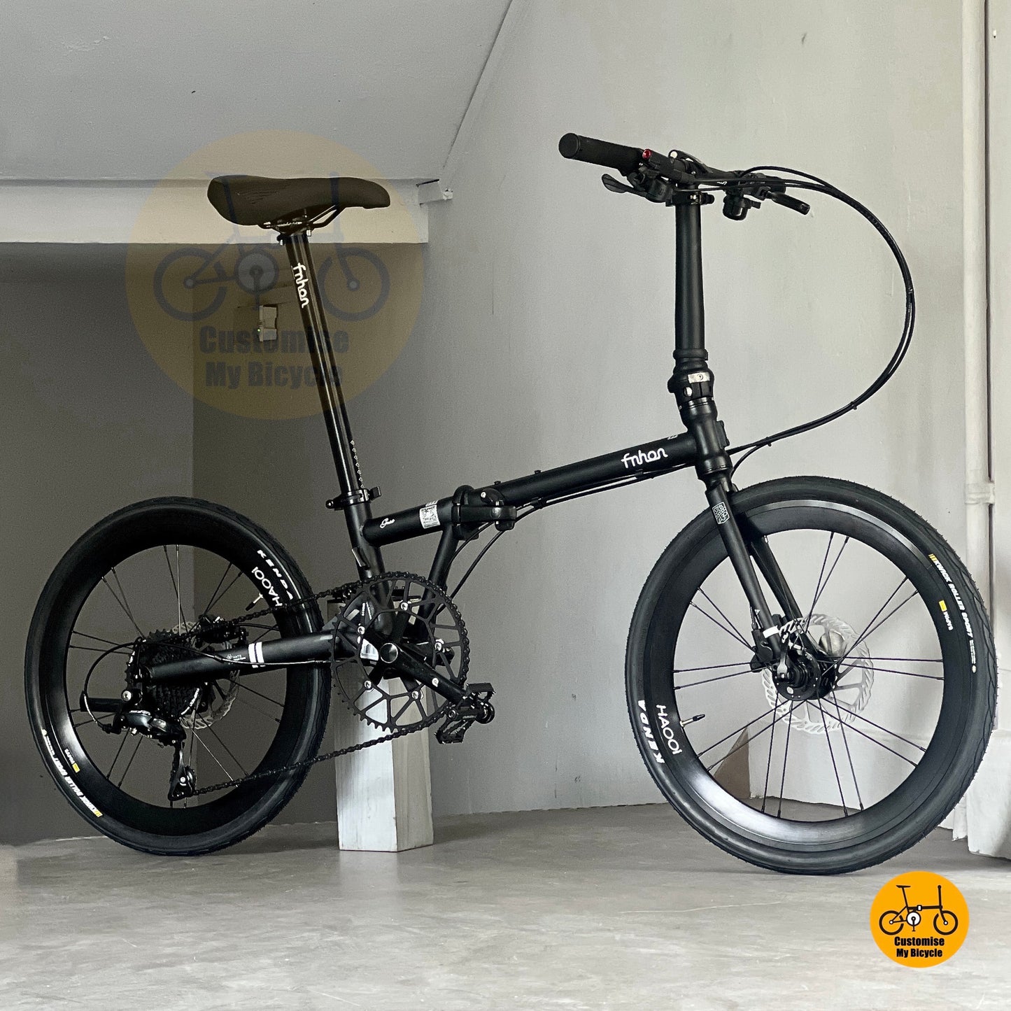 风行蚂蚁腿 fgd 22 英寸 折叠自行车 禧玛诺 9 速 铬钼钢 全哑黑 车架