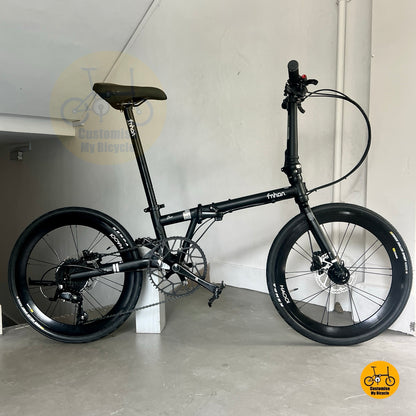 Basikal Lipat Fnhon Gust 22 Inci Rangka Keluli Kukuh Shimano 9 Kelajuan Warna Hitam Matte
