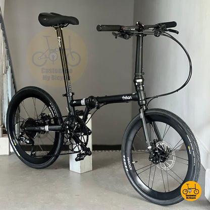 Basikal Lipat Fnhon Gust 22 Inci Rangka Keluli Kukuh Shimano 9 Kelajuan Warna Hitam Matte
