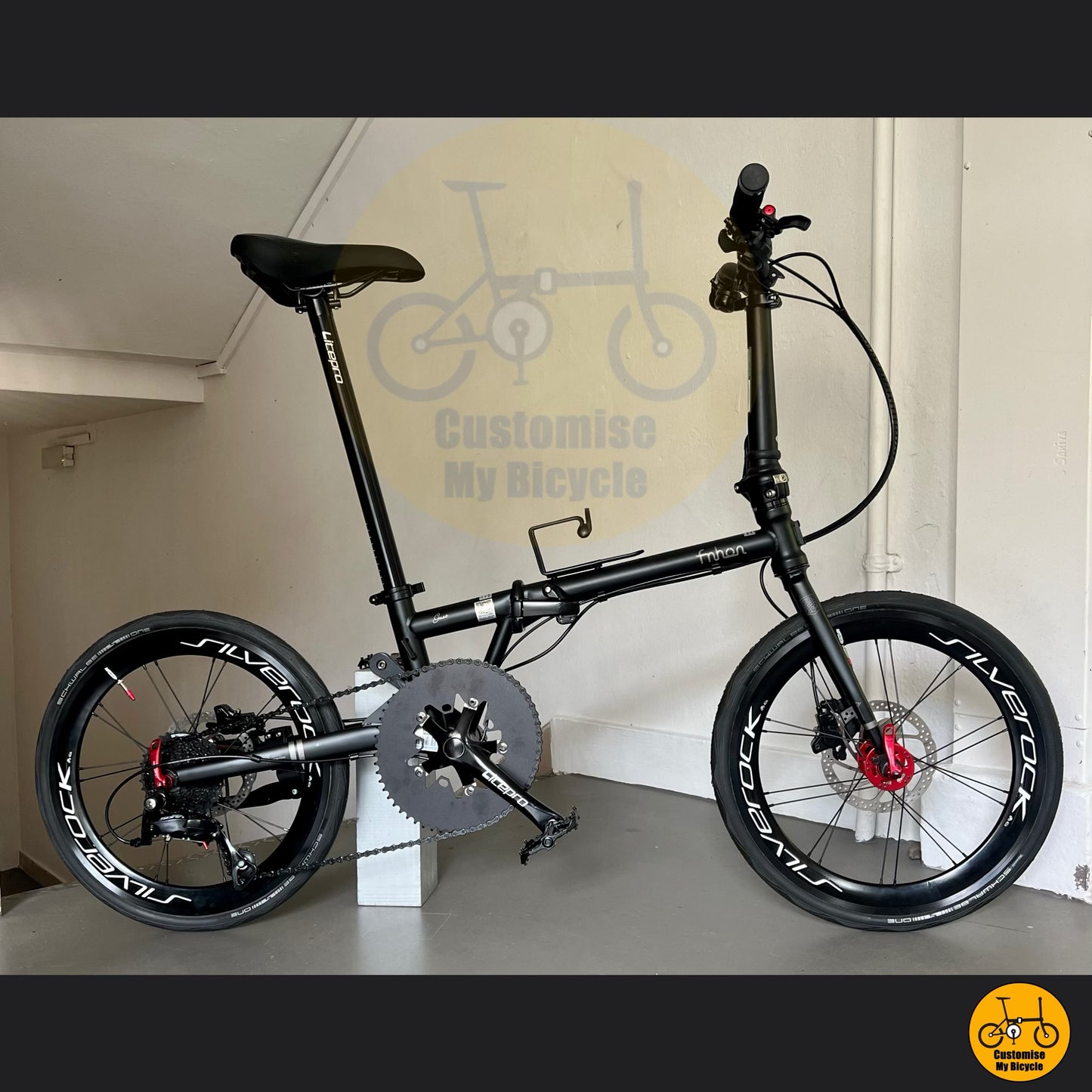 Matte Black & Red Fnhon Gust 20-Inch Folding Bike – Stand Out with a Bold Look
