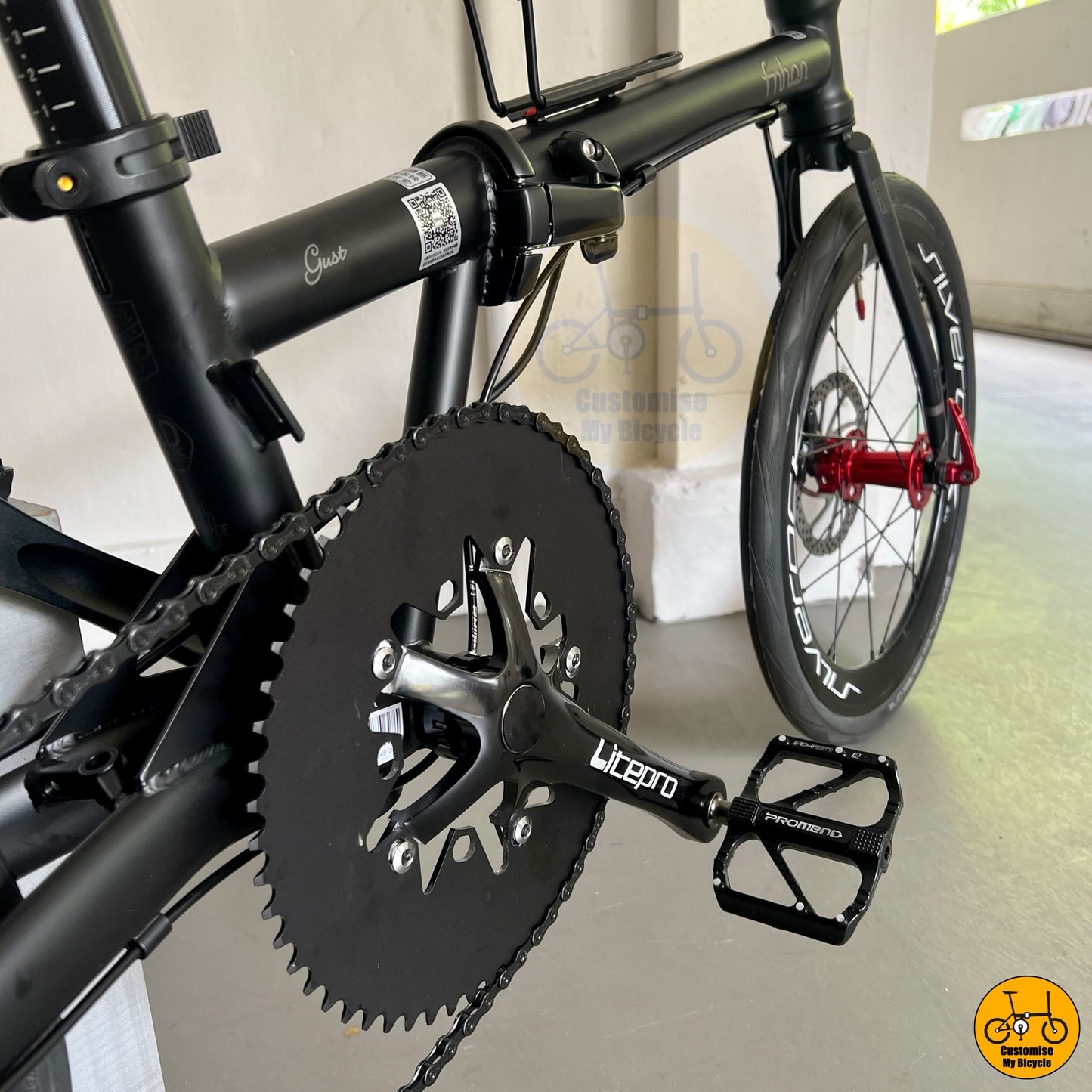 Litepro oval chainring on Batman Edition Fnhon Gust 20-Inch Folding Bike – Strong, Sleek & Performance-Driven
