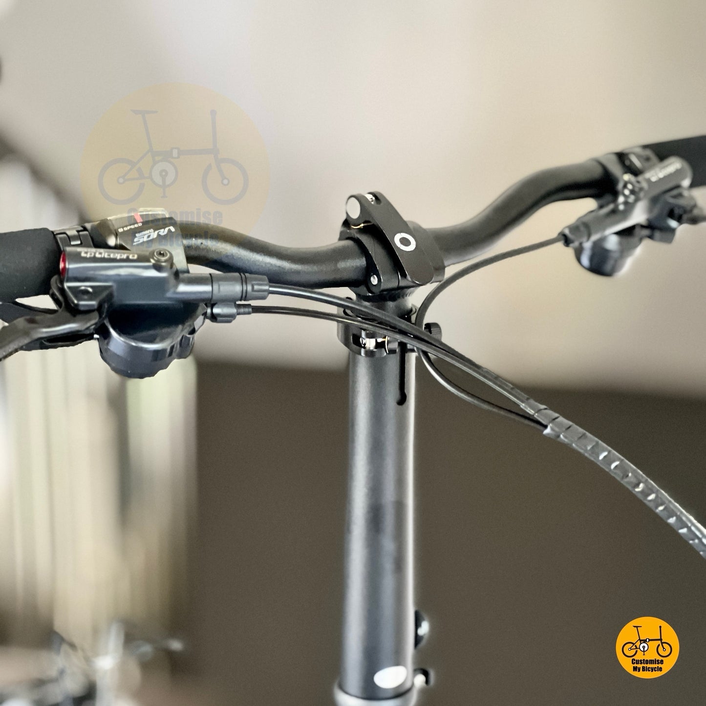 Riser bar on high performance folding bike with modern design